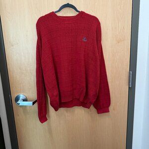 IZOD red crest logo cotton knit sweater mens L vintage